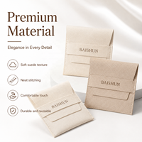 Pochette à bijoux en suède microfibre, sac d'emballage cadeau personnalisé avec logo, sérigraphie, estampage à chaud, OEM ODM pour bagues