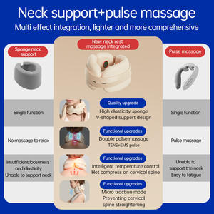 Penyangga ortopedi kerah spons profesional dapat diatur, dengan alat pijat denyut nadi pelindung leher untuk wilayah bahu - Product Image 4