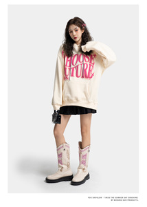 Sudaderas con Capucha Extra Grandes Coreanas con Cordón y Estampado de Logotipo Personalizado Impreso en 3D para Niñas Adolescentes - Product Image 4