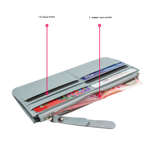 <span class=keywords><strong>Portafoglio</strong></span> da <span class=keywords><strong>donna</strong></span> in vera pelle RFID con chiusura a cerniera <span class=keywords><strong>blu</strong></span> portamonete lungo con fodera in Nylon - Product Image 2