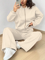 2024 printemps et automne nouveau deux pièces à la mode Cardigan fermeture éclair coupe ajustée élastique deux pièces ensemble pour les femmes OEM