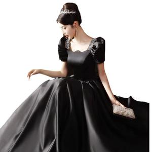 ชุดราตรีสีดำผ้าซาตินสำหรับผู้หญิง ระดับไฮเอนด์ ราคาไม่แพง หรูหรา สำหรับงานพิธีผู้ใหญ่ สง่างาม เหมาะสำหรับพิธีกร งานแสดงศิลปะ หรือการสอบ - Product Image 5