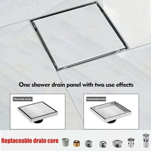 Trench Drenaje de acero inoxidable entre baldosas Marca de agua clásica Azulejo cuadrado Insertar Desagüe de suelo para ducha Baño - Product Image 2