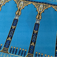 Tapis de prière musulman et tapis en nylon Axminster lavable, fabriqué à la machine, pour mosquée et église, bleu