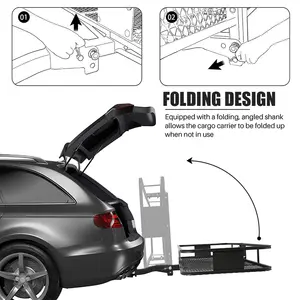 Penjualan terlaris pabrik 60x24 inci lipat hitch mount siku shank trailer kendaraan kargo pembawa keranjang