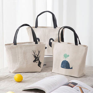 ความรักของฉันอยู่ที่นี่ กระเป๋าใส่อาหารกลางวันผ้าฝ้ายลินินแบบหุ้มฉนวนสำหรับใช้ประจำวัน - Product Image 3