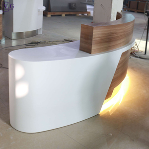 Mostrador de Recepción Moderno Personalizado, Curvo, de Superficie Sólida y Madera, con Luz LED, Cualquier Tamaño, para Hotel, Oficina, <span class=keywords><strong>Hospital</strong></span> - Product Image 4
