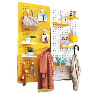 Estante de almacenamiento de tablero de agujero de pared, estante de exhibición de escritorio de entrada colgante sin perforaciones de Metal, gráficos de pared de Fitness, pantalla de pared de partición - Product Image 5