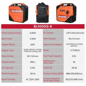 Peut être personnalisé courant alternatif faible bruit 3.5/4KW onduleur générateur main/démarrage électrique 220/230V compteur à affichage numérique - Product Image 6
