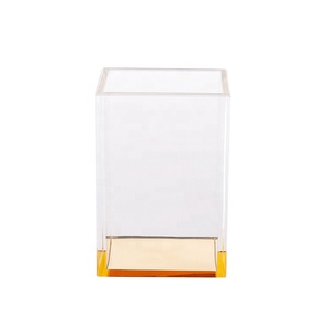 HUISEN Bureau <span class=keywords><strong>design</strong></span> moderne en plexiglas avec fond doré Porte-<span class=keywords><strong>crayon</strong></span> en acrylique - Product Image 3
