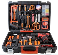 Ensemble d'outils matériels, ensemble combiné, boîte à outils manuelle pour le travail du bois domestique, vente en gros de réparation de cadeaux d'outils électriques