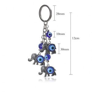 Best Sellers Alloy Turkish Evil Blue Eye 3 Lucky Elephants Pendant Keychain for Users - Product Image 5