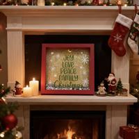 Daxin noël décoration de la maison Flash paillettes verre impression MDF cadre photo 20cm * 20cm carré