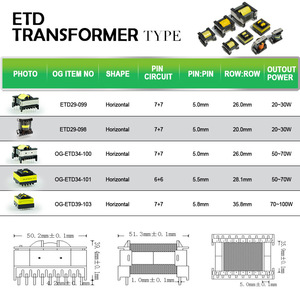 220V 12V chuyển mạch cung cấp điện etd29 ngang pin7 + 7 tần số cao bước lên biến áp - Product Image 4