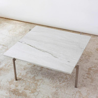Table basse carrée en marbre minimaliste italienne avec base en acier inoxydable pour la décoration du salon