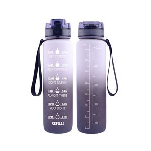Grande bouteille d'eau de sport en Tritan de 1L avec paille, portable, en plastique, pour le fitness et le camping, avec dégradé de couleurs - Product Image 3