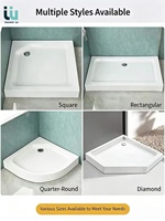 Twowinco Bac de douche blanc minimaliste pour projet de villa de luxe, bac de douche rectangulaire haut de gamme avec points antidérapants