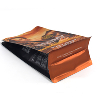 Sachet de café personnalisé à fond plat avec valve de dégazage, fermeture éclair refermable, pochette verticale pour l'emballage de café moulu et torréfié