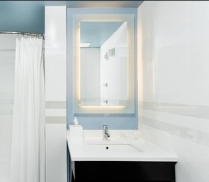 Espejo de montaje en superficie grande, espejo rectangular LED con luz de color cálido para tocador de baño - Product Image 4