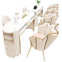 Ensemble table et chaise de manucure avec aspirateur, bureau de manucure pour salon de beauté pour une ou deux personnes, poste de manucure tendance