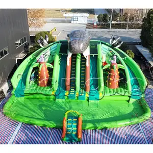 Parque acuático inflable gigante hupfburg mit rutsche Wasser Casa de rebote inflable grande con pozo de bolas