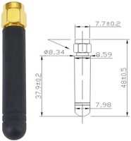 Antena Rubber Duck Eksternal LoRa 433MHz/315MHz dengan Konektor Male/Female, Gain 3dBi