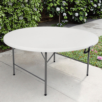 Table de Pique-nique et de Repas Pliante Ronde en Plastique Moderne, Portable (1,2 m) pour Usage Extérieur, Hôtellerie, Camping, Fêtes, Événements, Banquets, Mariages et Hôpitaux