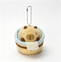 Porte-clés en peluche Capybara mignon en forme de baignoire, pendentif en peluche Capybara avec couineur BB, vente en gros