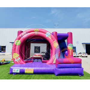 Purple and <b>Pink</b> Tropical Wet Dry Bounce House Buy Bounce House Wholesale Inflatable Candy Bouncy Caste with <b>Slide</b> - Product Image 1