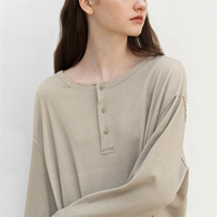L800857 Custom Logo Damen Pullover Maxi kleid Langarm knopf O-Ausschnitt Übergroßes lässiges, locker gestricktes Pullover kleid