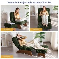 Fauteuil inclinable en velours côtelé avec dossier réglable et repose-pieds, chaise de lecture moderne rembourrée et confortable pour la maison, le bureau ou le salon
