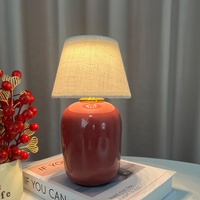 Lampe de table vintage en céramique et tissu, design nordique, motif champignon, trois couleurs, source lumineuse G4, sans fil, contrôle tactile, intensité variable, pour salon