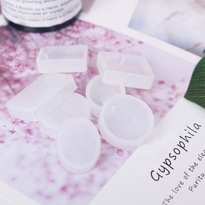 Kalung liontin silikon Resin DIY, cetakan silikon bulat Oval persegi liontin cetakan silikon dengan lubang - Product Image 2