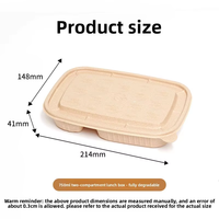 Bol à salade rectangulaire jetable de 750 ml en fibre de coque de riz, avec couvercle, biodégradable, sans BPA, sans PFAS, compatible micro-ondes, recyclable, pour aliments