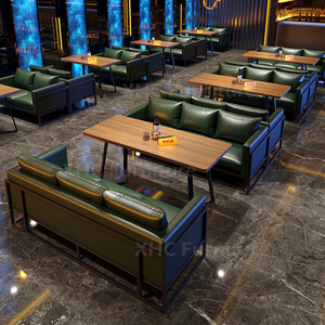 Offre Spéciale : Ensemble de Chaises Longues Industrielles – Fauteuils en <span class=keywords><strong>Cuir</strong></span>, Canapé à Structure Métallique, Table Basse – Mobilier Moderne pour Café, Restaurant, Bar et Salon - Product Image 4