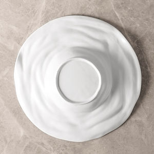 <span class=keywords><strong>Vajilla</strong></span> de decoración artística de lujo para restaurante, plato De Pasta De cerámica <span class=keywords><strong>Vajilla</strong></span> De Porcelana blanca mate, plato De sopa con ondas De 11 pulgadas - Product Image 5