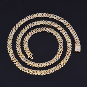 Collane a catena cubana con diamanti Moissanite VVS Iced Out a due file, da 6mm-15mm, in <span class=keywords><strong>argento</strong></span> <span class=keywords><strong>925</strong></span>, testate al diamante, stile Hip Hop - Le più vendute - Product Image 1