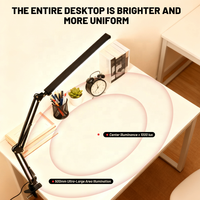 Lampe de bureau à luminosité réglable, protection des yeux, commande tactile, bras articulé à pince, éclairage LED pour la lecture, le bureau, les étudiants