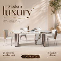 Ensemble de table et chaises de salle à manger modernes, meubles de maison, table de salle à manger en marbre 6 places