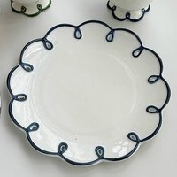 Assiettes et gobelets en céramique peints à la main, style INS français, avec dentelle creuse, design vintage, pour desserts, vente en gros, personnalisables, pour fêtes, compatibles lave-vaisselle