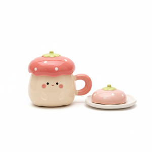 Mug en céramique créatif à motif de fraise avec couvercle, écologique et personnalisable pour les cadeaux d'affaires et les occasions - Product Image 1