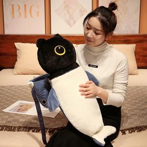 Boneka Kucing Panjang Super Lembut Grosir, Boneka Kucing Abu-abu Hitam Lucu, Bantal Lempar untuk Tempat Tidur, Menenangkan dan Menggemaskan untuk Anak-anak dan Perempuan - Product Image 4