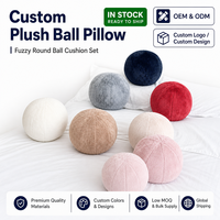 OEM Coussin rond boule en peluche douce de haute qualité en fourrure de lapin Coussin tissé de style moderne pour la maison Coussin décoratif de canapé