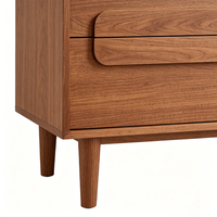 Commode à 6 tiroirs en noyer noir, fabrication directe usine, en bois massif avec poignées encastrées, mobilier de chambre en gros