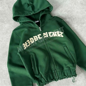 Custom Clothing Manufacturers Women Distressed <b>Embroidery</b> Sweatsuit High Quality Tracksuit Cropped Hoodie <b>Set</b> Women's Sweatsuit - Product Image 2