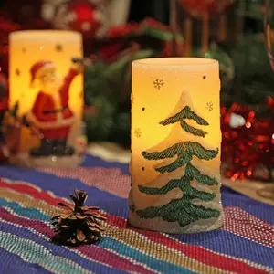 수제 OEM 싼 파라핀 왁스 양초 장식 도매 원격 크리스마스 산타 클로스 양초