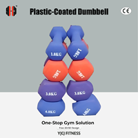 Haltères colorés en plastique avec revêtement, têtes de poids multi-facettes, design de poignée compacte pour équipement de fitness professionnel en salle de sport