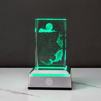 Lampu Meja Minimalis Modern Bercahaya dengan Basis Warna-warni Sensitif Sentuhan, Ornamen Kubus Kristal Kreatif Bernuansa Religius