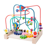 Houten multifunctionele kralen voor kinderen, grote kralen, kleurherkenning, vroeg onderwijs, bouwstenen, bijpassende ouder-kind-model