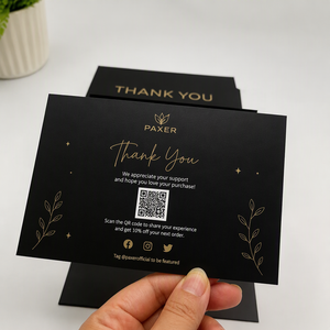 Kartu Ucapan Terima Kasih Foil Emas Hitam Desain Tag Media Sosial untuk Sisipan <span class=keywords><strong>Paket</strong></span> Toko <span class=keywords><strong>Online</strong></span> - Product Image 5